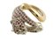 White Diamonds Rubies Rose Gold and Silver Cheetah Ring, Image 2