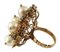 Pearls Diamonds Emeralds Rubies Sapphires 9 Karat Gold and Silver Retro Ring 4