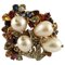 Pearls Diamonds Emeralds Rubies Sapphires 9 Karat Gold and Silver Retro Ring, Image 1