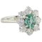 Diamonds Emerald White Gold Flower Cocktail Ring, Image 1