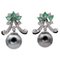 Emeralds, Diamonds, Grey Pearls, 14 Karat White Gold Earrings, Image 1