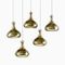 Swedish Brass Pendants by Hans-Agne Jakobsson for Markaryd, 1970s, Set of 5 1