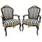 19th Century Louis XV Style Walnut and Gilt Bronze Mounted Armchairs, Set of 2, Image 1