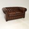 Antique Leather Deep Buttoned Two Seat Chesterfield Sofa 1