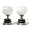 Large Mid-Century Modern Portuguese Green Ceramic White Opal Glass Chromed Metal Bedside Table Lamps, 1960s, Set of 2 1
