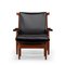 Black Leather Bwana Chair with Ottoman by Finn Juhl for France & Son, 1962, Set of 2 2