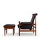 Black Leather Bwana Chair with Ottoman by Finn Juhl for France & Son, 1962, Set of 2 4