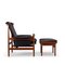 Black Leather Bwana Chair with Ottoman by Finn Juhl for France & Son, 1962, Set of 2 8