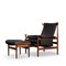 Black Leather Bwana Chair with Ottoman by Finn Juhl for France & Son, 1962, Set of 2, Image 3