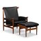 Chaise Bwana en Cuir Noir avec Ottomane par Finn Juhl pour France & Son, 1962, Set de 2 1