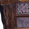 Tavolo antico in legno di pino intagliato con cassetti, Immagine 6