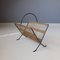 French Metal and Rattan Magazine Holder by Raoul Guys, 1950s 5