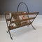 French Metal and Rattan Magazine Holder by Raoul Guys, 1950s, Image 6