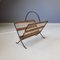 French Metal and Rattan Magazine Holder by Raoul Guys, 1950s 1