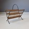 French Metal and Rattan Magazine Holder by Raoul Guys, 1950s 2
