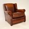 Antique Studded Leather Wing Back Club Armchair 1
