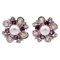 White Pearls, Diamonds, Hydrothermal Amethysts, 14Kt White and Rose Gold Earrings 1