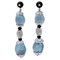 Aquamarine, Diamonds, Onyx, 14 Karat White Gold Dangle Earrings, Image 1