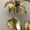 Brutalist Belgian Floral Brass Metal Wall Ceiling Light by Willy Daro, Set of 2 11