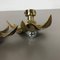 Brutalist Belgian Floral Brass Metal Wall Ceiling Light by Willy Daro, Set of 2 17