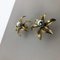 Brutalist Belgian Floral Brass Metal Wall Ceiling Light by Willy Daro, Set of 2 3