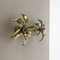 Brutalist Belgian Floral Brass Metal Wall Ceiling Light by Willy Daro, Set of 2 5