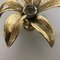 Brutalist Belgian Floral Brass Metal Wall Ceiling Light by Willy Daro, Set of 2 9