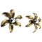 Brutalist Belgian Floral Brass Metal Wall Ceiling Light by Willy Daro, Set of 2 1