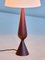 Lampada da tavolo scultorea in legno di teak e paralume color avorio, Danimarca, anni '60, Immagine 5