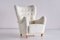 Swedish White Sheepskin and Beech Armchair by Otto Schulz from Boet, 1940s, Image 1