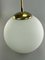 Space Age Design Opal Brass Glass Ceiling Ball Lamp 9
