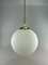 Space Age Design Opal Brass Glass Ceiling Ball Lamp 5