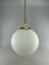 Space Age Design Opal Brass Glass Ceiling Ball Lamp, Image 5