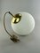 Space Age Design Opal Brass Glass Ceiling Ball Lamp 3