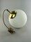 Space Age Design Opal Brass Glass Ceiling Ball Lamp, Image 3