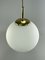 Space Age Design Opal Brass Glass Ceiling Ball Lamp 8