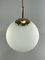 Space Age Design Opal Brass Glass Ceiling Ball Lamp, Image 8