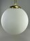 Space Age Design Opal Brass Glass Ceiling Ball Lamp 7