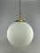 Space Age Design Opal Brass Glass Ceiling Ball Lamp 1