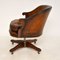 Antique Leather & Wood Swivel Desk Chair, Image 4