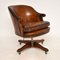 Antique Leather & Wood Swivel Desk Chair 1