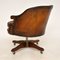 Antique Leather & Wood Swivel Desk Chair 8