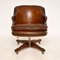 Antique Leather & Wood Swivel Desk Chair 2