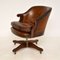 Antique Leather & Wood Swivel Desk Chair, Image 3
