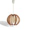 Mid-Century French Wood & Straw Wooden Hanging Lamp, 1960s 1