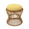 Rattan Stool with Yellow Fabric Cushion, 1950s 2