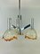 Mid-Century Chrome Chandelier in Murano Glass from Mazzega 1