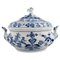 Große antike blaue handbemalte Porzellan Zwiebel Suppenschüssel von Meissen 1