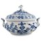 Large Antique Blue Hand-Painted Porcelain Onion Soup Tureen from Meissen 1