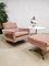 Mid-Century Pink Swivel Lounge Armchair & Ottoman, Set of 3 2